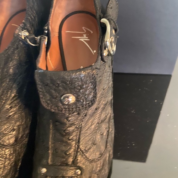 Giuseppe Zantotti Black and Silver Ostrich Bootie  Shoe Very Rare Size 38 - Picture 7 of 13